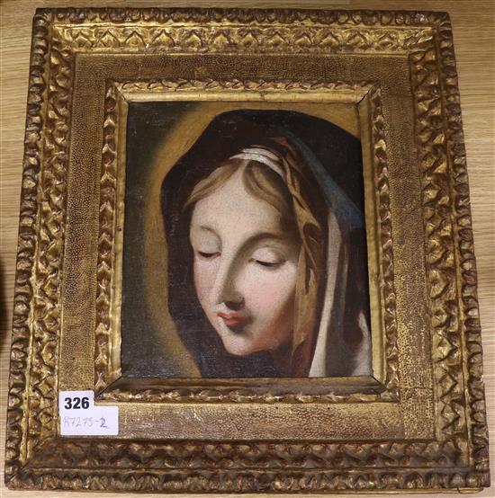 19th century Italian School, oil on canvas, fragment head study of the Virgin, 10.5 x 9in.